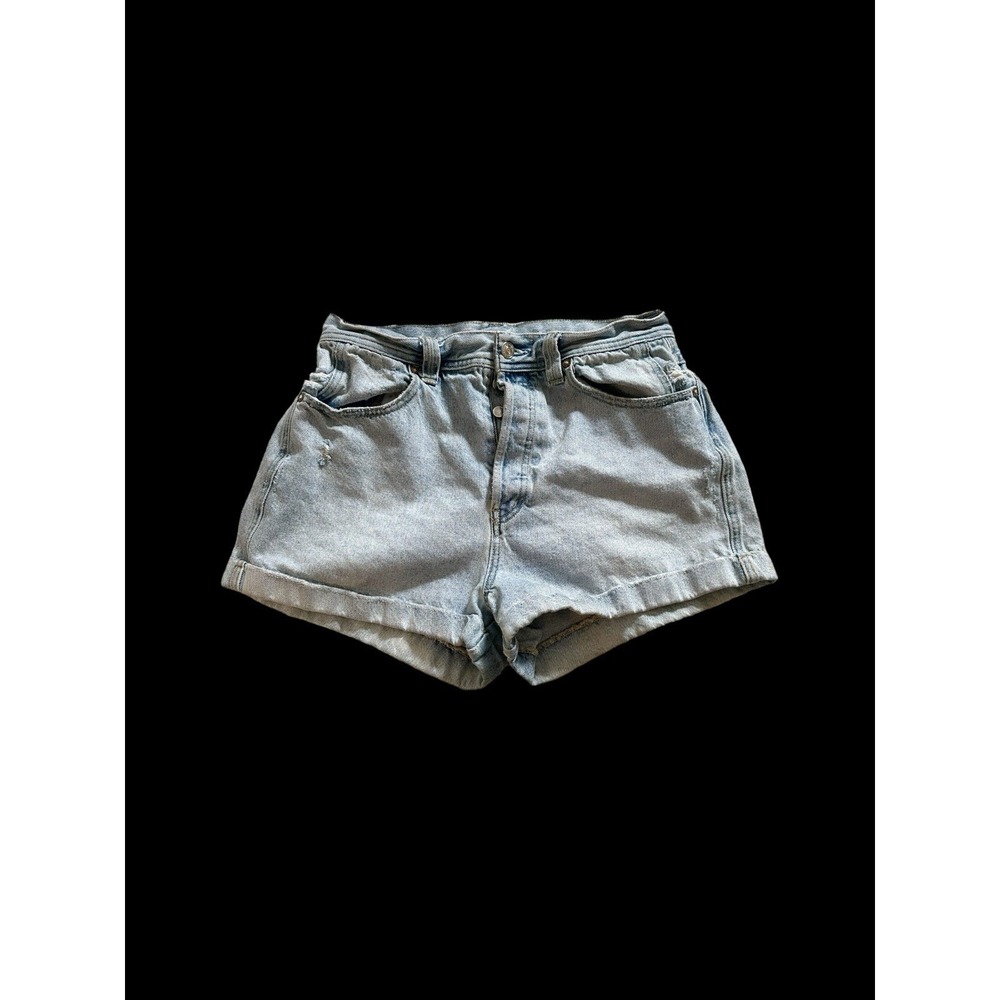Free People Women's Jean Cuffed Shorts Light Wash Denim Sz 30, W30 X 13.5L *flaw